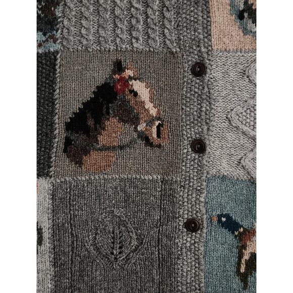 Lauren Ralph Lauren Vest Women's Sz L Equestrian Duck Hunting Knit Patchwork VTG - Picture 3 of 7